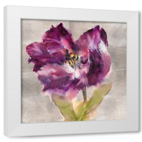 Plum Flourish White Modern Wood Framed Art Print by Heighton, Brent