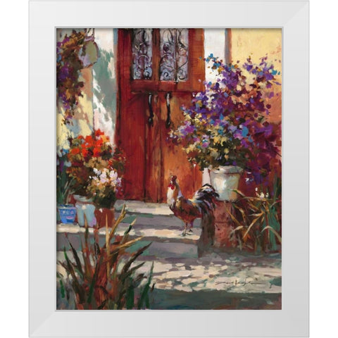 Cottage Rooster White Modern Wood Framed Art Print by Heighton, Brent
