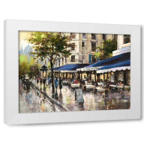 Avenue Des Champs-Elysees Blue White Modern Wood Framed Art Print by Heighton, Brent