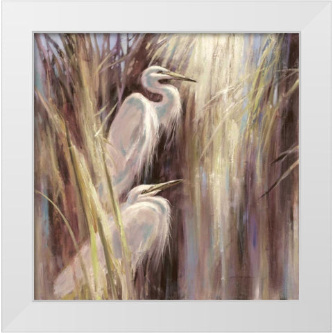 Seaside Egrets White Modern Wood Framed Art Print by Heighton, Brent