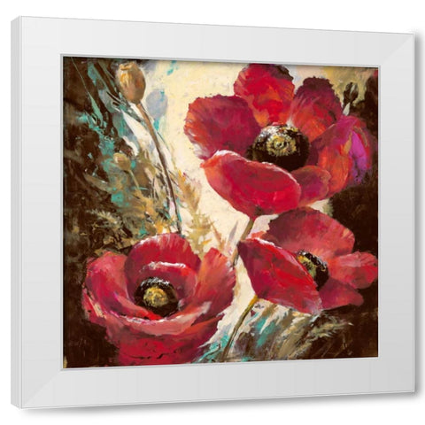 Influential Poppy White Modern Wood Framed Art Print by Heighton, Brent