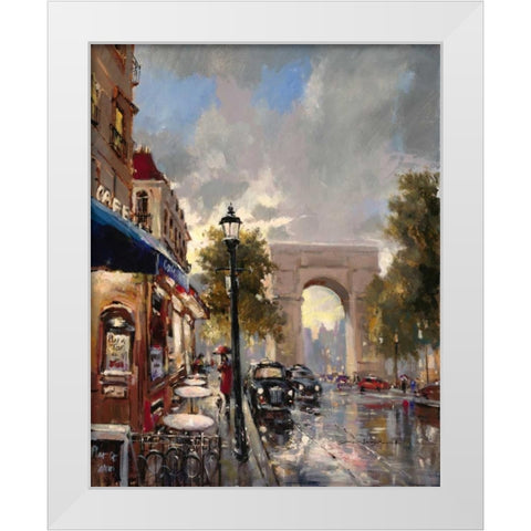 Arc De Triomphe Avenue White Modern Wood Framed Art Print by Heighton, Brent