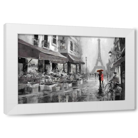 Red Umbrella White Modern Wood Framed Art Print by Heighton, Brent