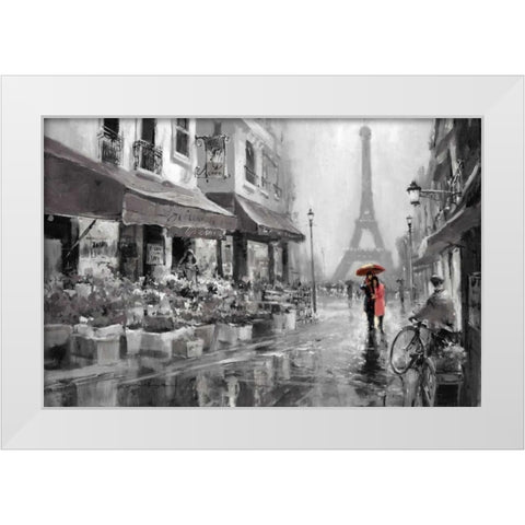 Red Umbrella White Modern Wood Framed Art Print by Heighton, Brent