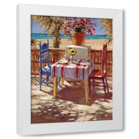 Seaside Cafe White Modern Wood Framed Art Print by Heighton, Brent