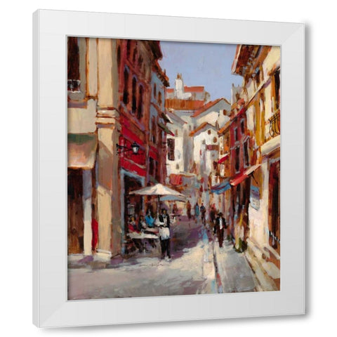 Afternoon In The Cafe White Modern Wood Framed Art Print by Heighton, Brent