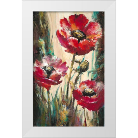 Impulsive Poppies White Modern Wood Framed Art Print by Heighton, Brent