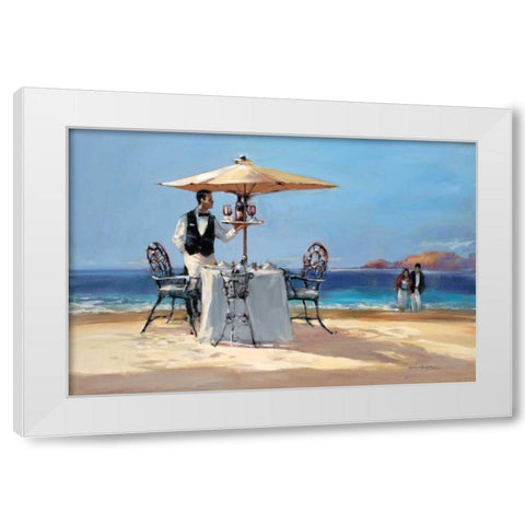 On The Beach White Modern Wood Framed Art Print by Heighton, Brent