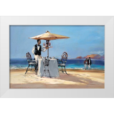 On The Beach White Modern Wood Framed Art Print by Heighton, Brent