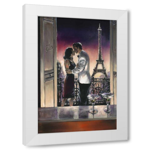 Paris Kiss White Modern Wood Framed Art Print by Heighton, Brent