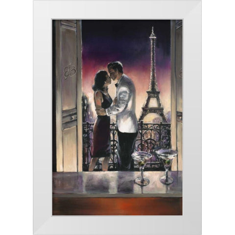 Paris Kiss White Modern Wood Framed Art Print by Heighton, Brent