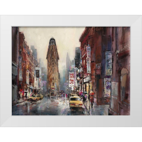 New York Rain White Modern Wood Framed Art Print by Heighton, Brent