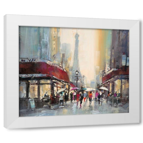 Paris Boulevard White Modern Wood Framed Art Print by Heighton, Brent