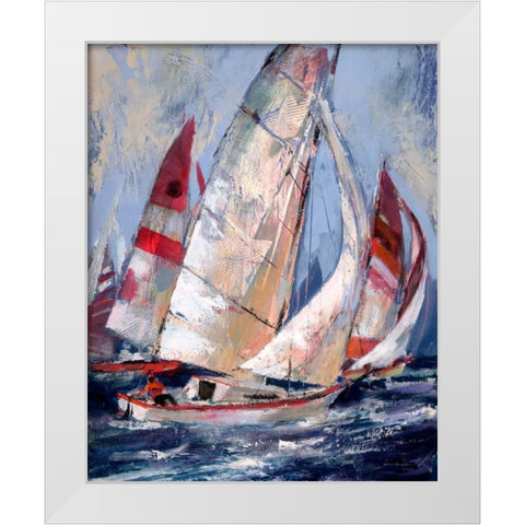 Open Sails I White Modern Wood Framed Art Print by Heighton, Brent