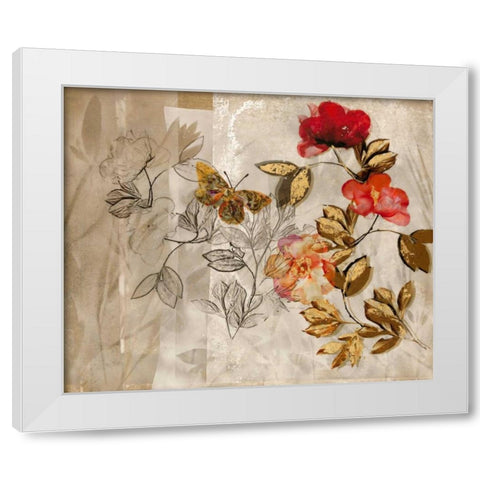Poetry In The Garden 1 White Modern Wood Framed Art Print by Theodosiou, Matina