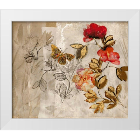 Poetry In The Garden 1 White Modern Wood Framed Art Print by Theodosiou, Matina