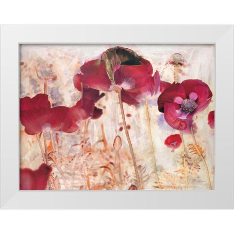 Dreamtime Poppies  White Modern Wood Framed Art Print by Theodosiou, Matina
