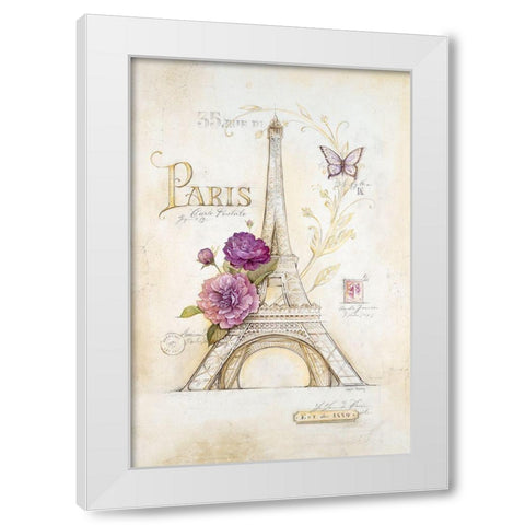 Eiffel Tower Roses White Modern Wood Framed Art Print by Staehling, Angel