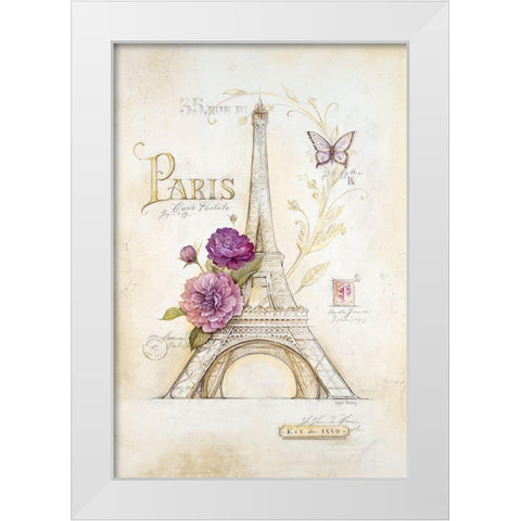 Eiffel Tower Roses White Modern Wood Framed Art Print by Staehling, Angel