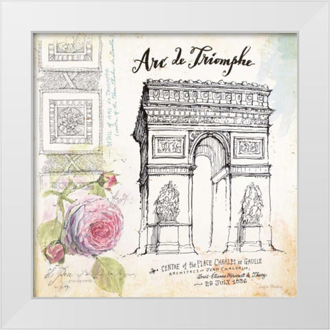 France Sketchbook White Modern Wood Framed Art Print by Staehling, Angela