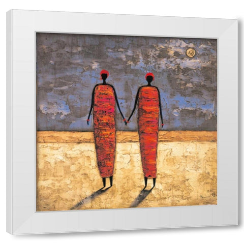 Friends at Dusk White Modern Wood Framed Art Print by Rauscher, Michel