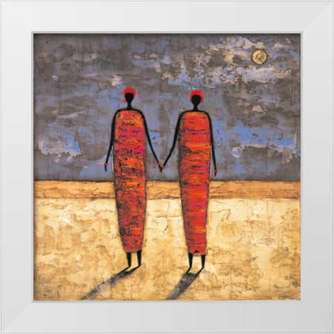 Friends at Dusk White Modern Wood Framed Art Print by Rauscher, Michel