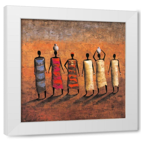 The Gatherers White Modern Wood Framed Art Print by Rauscher, Michel