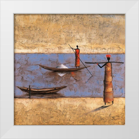 River Voyage White Modern Wood Framed Art Print by Rauscher, Michel