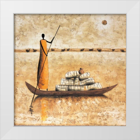 Amber Daybreak White Modern Wood Framed Art Print by Rauscher, Michel