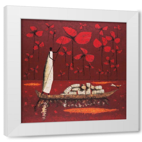 Crimson Sky White Modern Wood Framed Art Print by Rauscher, Michel