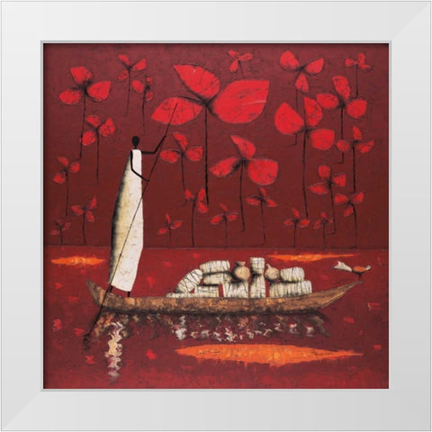 Crimson Sky White Modern Wood Framed Art Print by Rauscher, Michel