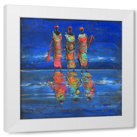 Midnight River 1  White Modern Wood Framed Art Print by Rauscher, Michel