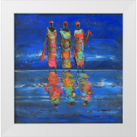 Midnight River 1  White Modern Wood Framed Art Print by Rauscher, Michel