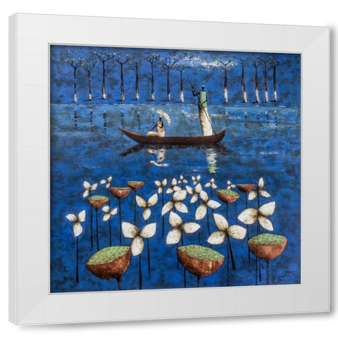 Soulful River White Modern Wood Framed Art Print by Rauscher, Michel