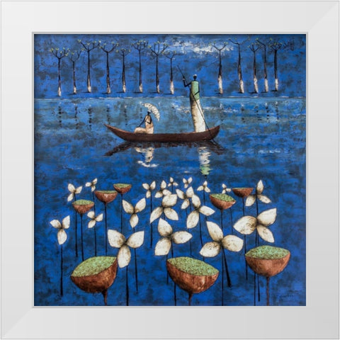 Soulful River White Modern Wood Framed Art Print by Rauscher, Michel