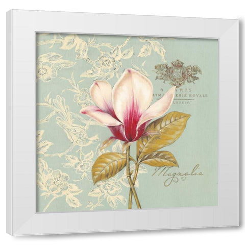 Toile Magnolia White Modern Wood Framed Art Print by Ferri, Stefania