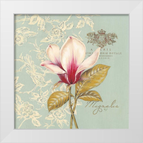 Toile Magnolia White Modern Wood Framed Art Print by Ferri, Stefania