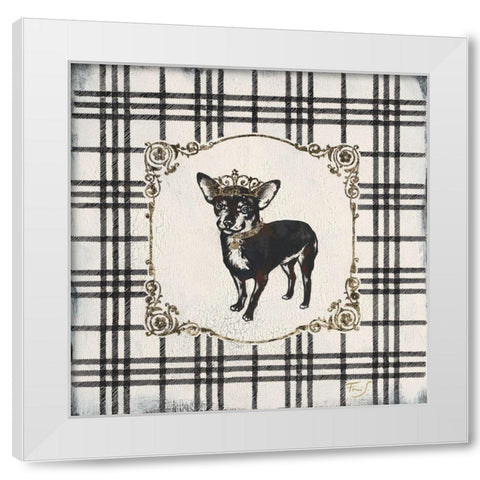 Plaid Chihuahua White Modern Wood Framed Art Print by Ferri, Stefania