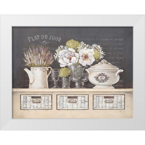 Plat Du Jour White Modern Wood Framed Art Print by Ferri, Stefania