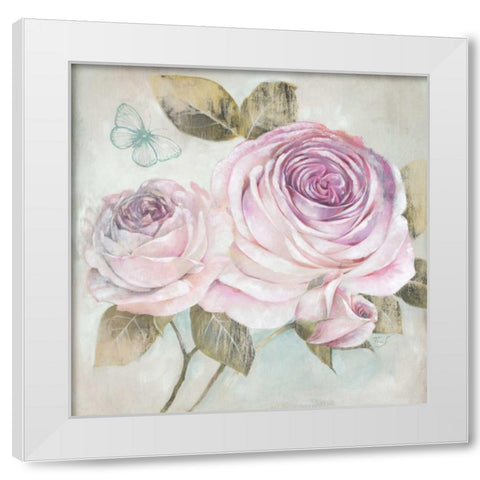Rose Shimmer White Modern Wood Framed Art Print by Ferri, Stefania