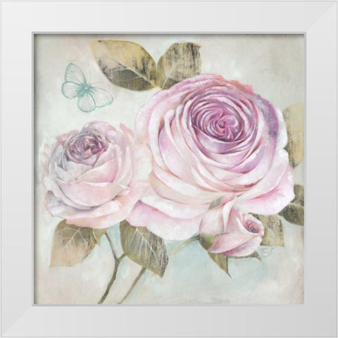 Rose Shimmer White Modern Wood Framed Art Print by Ferri, Stefania
