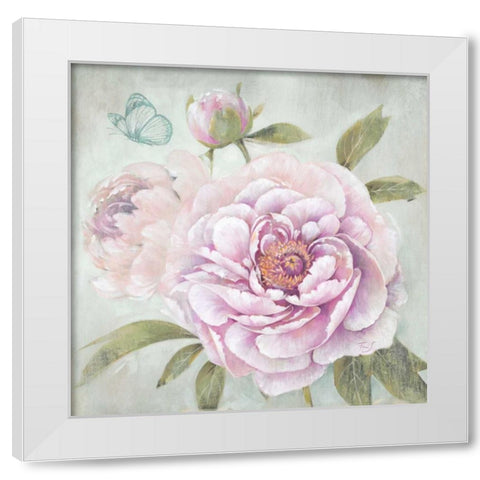 Peony Shimmer White Modern Wood Framed Art Print by Ferri, Stefania