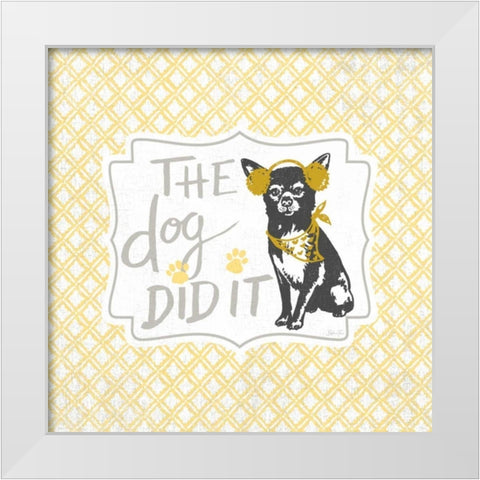The Dog Did It White Modern Wood Framed Art Print by Ferri, Stefania