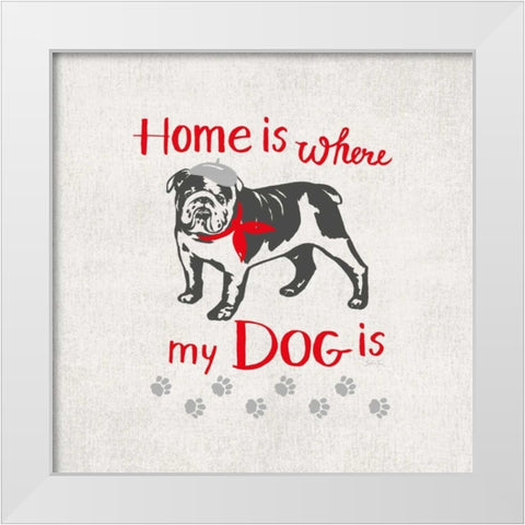 HOME Is White Modern Wood Framed Art Print by Ferri, Stefania