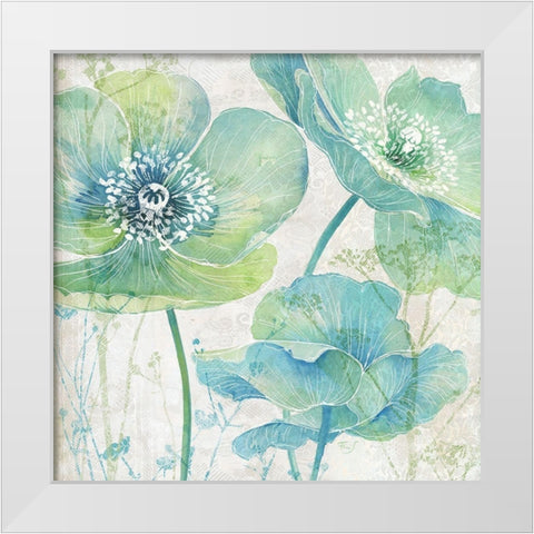 Garden Blue Floral 1 White Modern Wood Framed Art Print by Ferri, Stefania