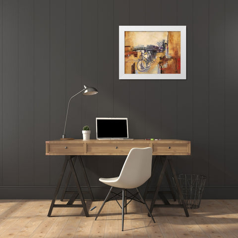 Bicycle Abstract 2 White Modern Wood Framed Art Print by Villarreal Villarreal, Gabriela