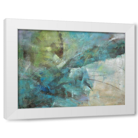 Aqua Explosion White Modern Wood Framed Art Print by Villarreal