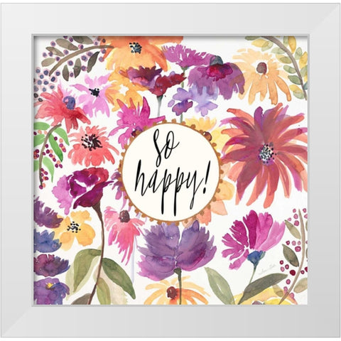 So Happy! White Modern Wood Framed Art Print by Gold, Lora