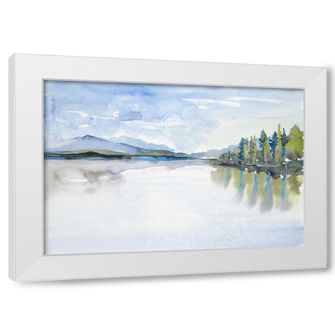 Lakefront Watercolor White Modern Wood Framed Art Print by Gold, Lora