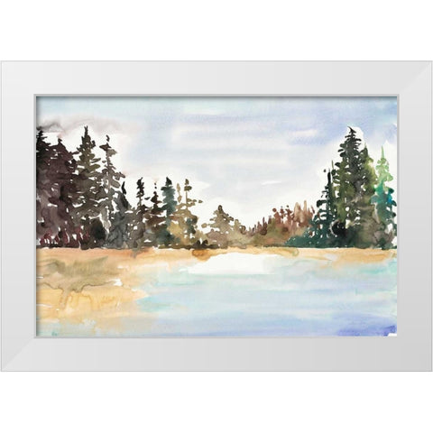 Evergreen View White Modern Wood Framed Art Print by Gold, Lora